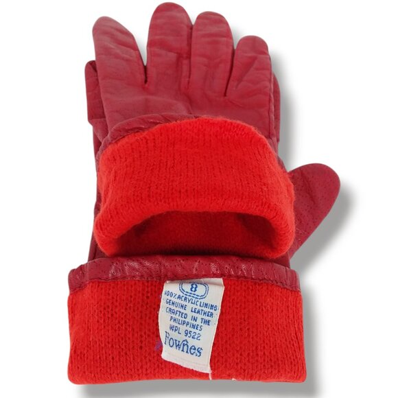 Vintage Fownes Red Leather Driving Gloves Size 8 Perforated Colorful Fall - Picture 10 of 10